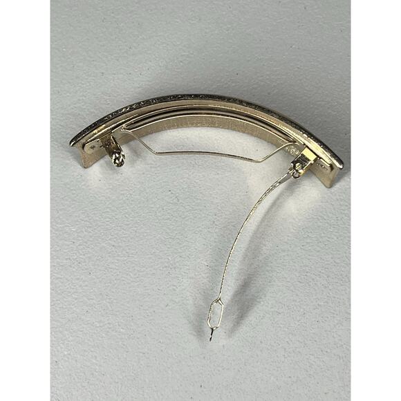 Large French Barrette Orange Enamel Gold Tone Hair Clip Chunky 80s Retro France - Picture 4 of 8